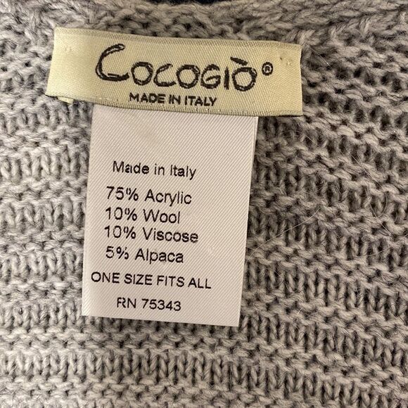 Coco Gio Italian gray rib knit cape cardigan One Size - Picture 2 of 8